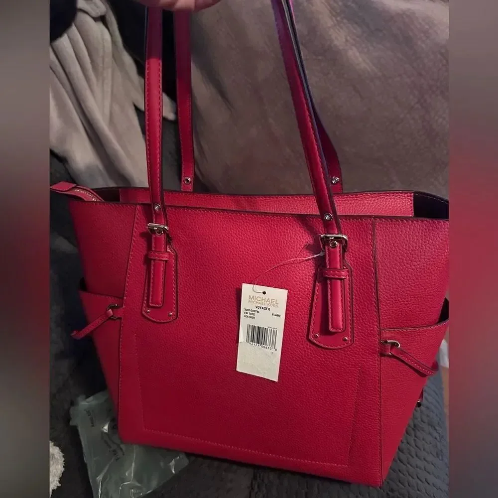 Michael Kors East West Voyager Tote in Red Flame NWTs
